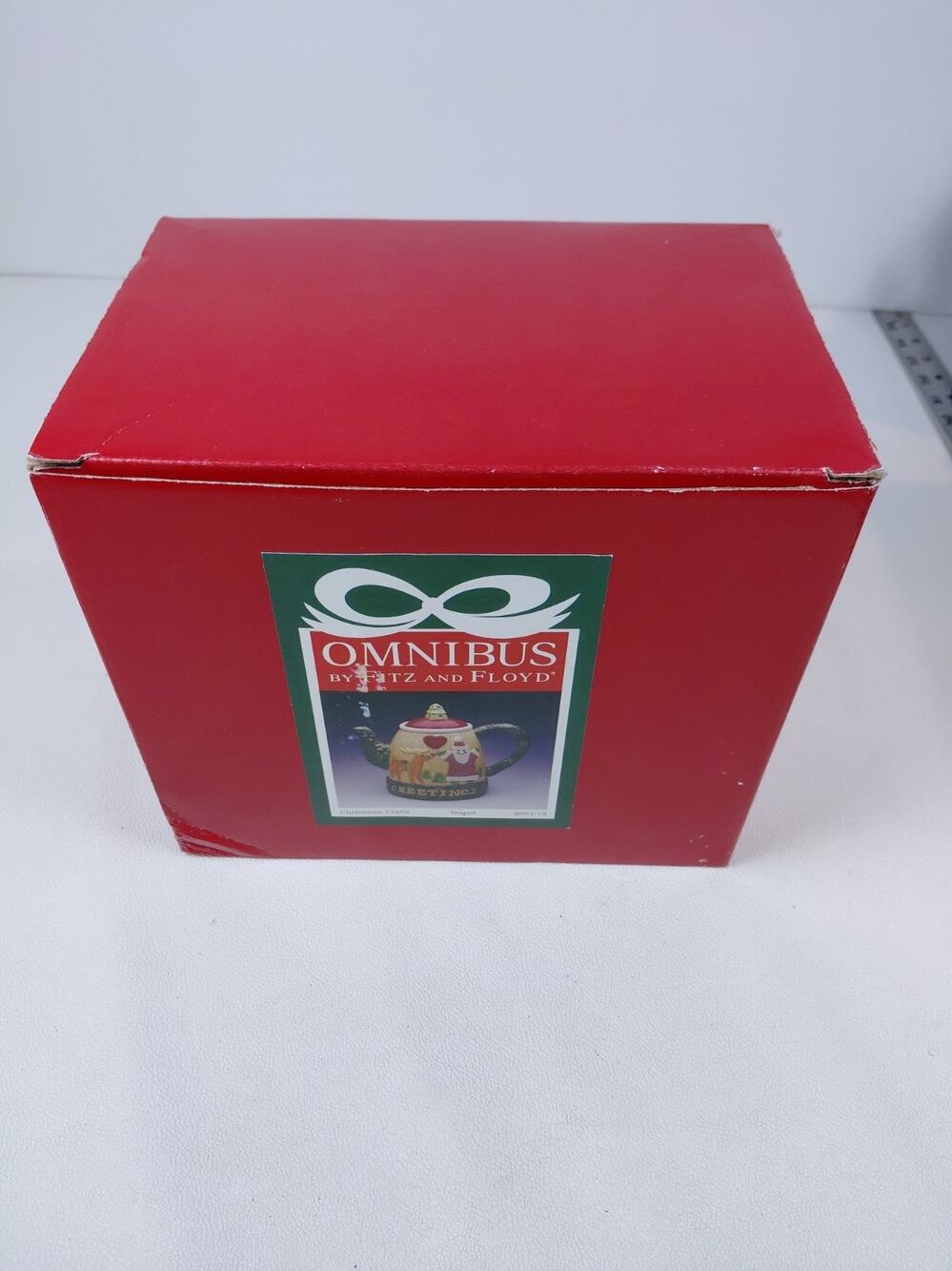 Vintage Omnibus by Fitz and Floyd 1996 Christmas Greetings Teapot Santa Boxed